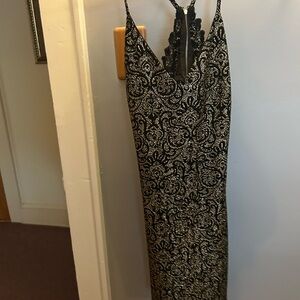Elegant Black and White Paisley Dress